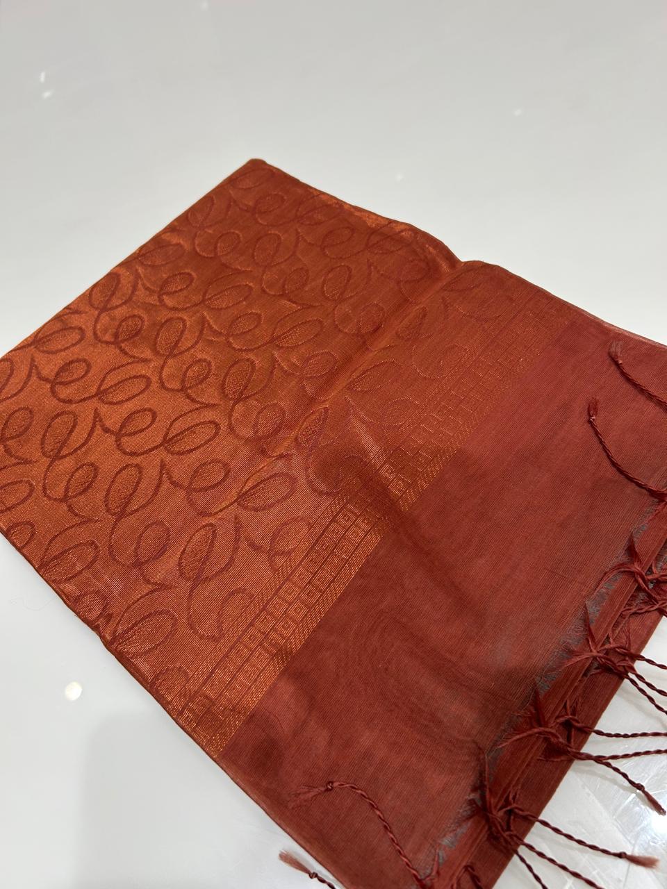 Cotton  Saree- Dusty brown   Search code 6001