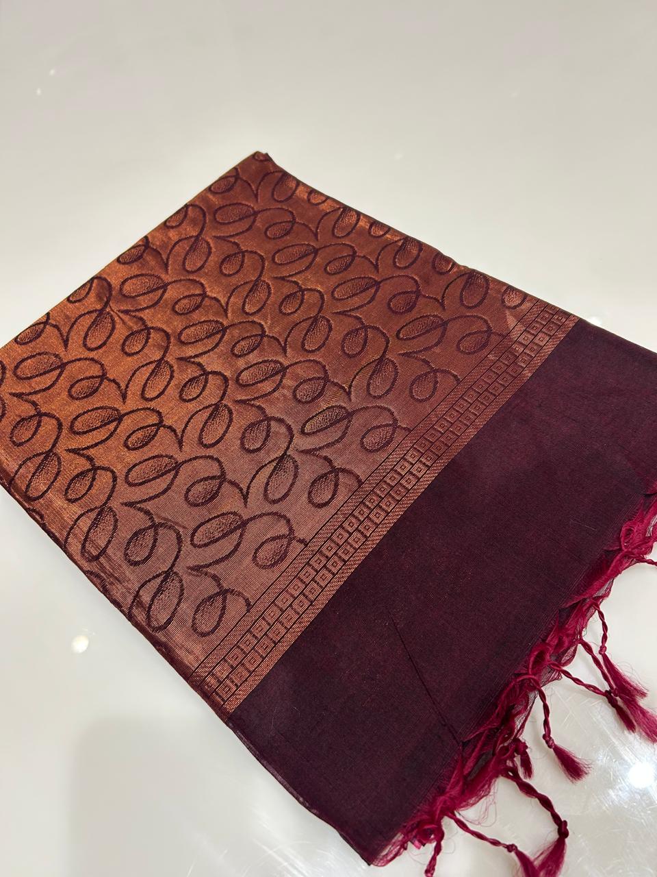 Cotton  Saree-Kanchi maroon  Search code 6002