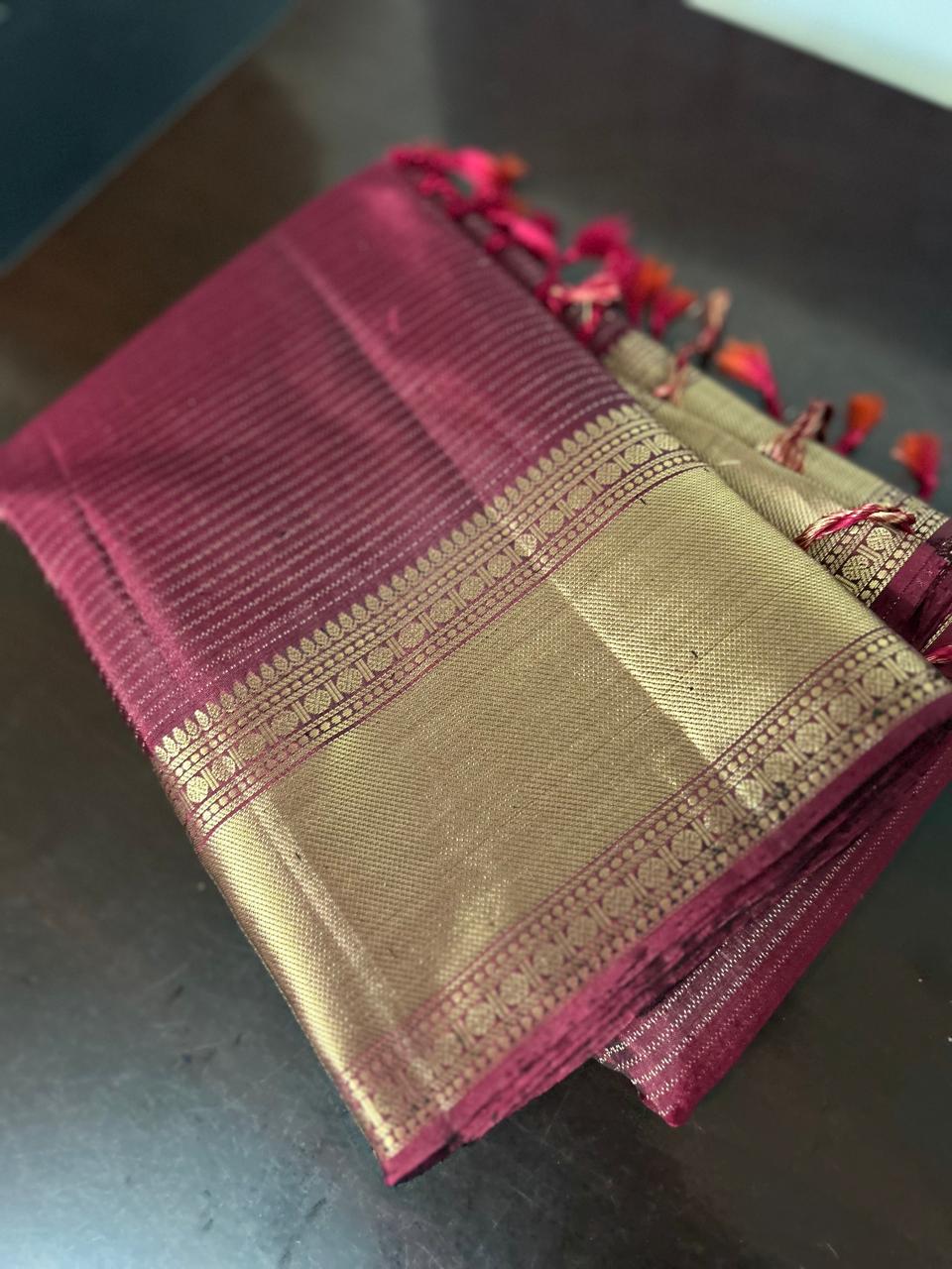 PURE KANCHIPURAM SAREE - Beetroot maroon   Shade search code 6558