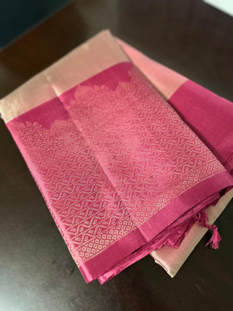 PURE KANCHIPURAM SAREE - Dusty onion pink to magenta  Shade search code 6560
