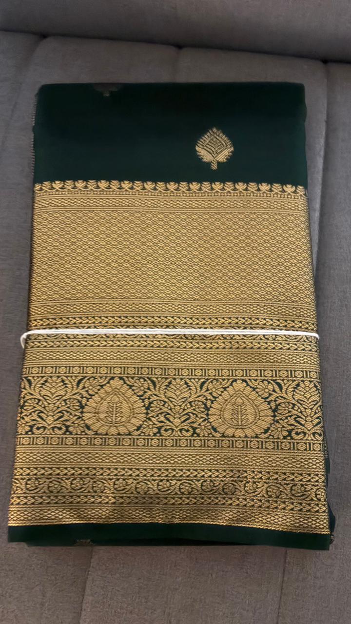 KANCHIPURAM SAREE- green color shade  Search code 4507
