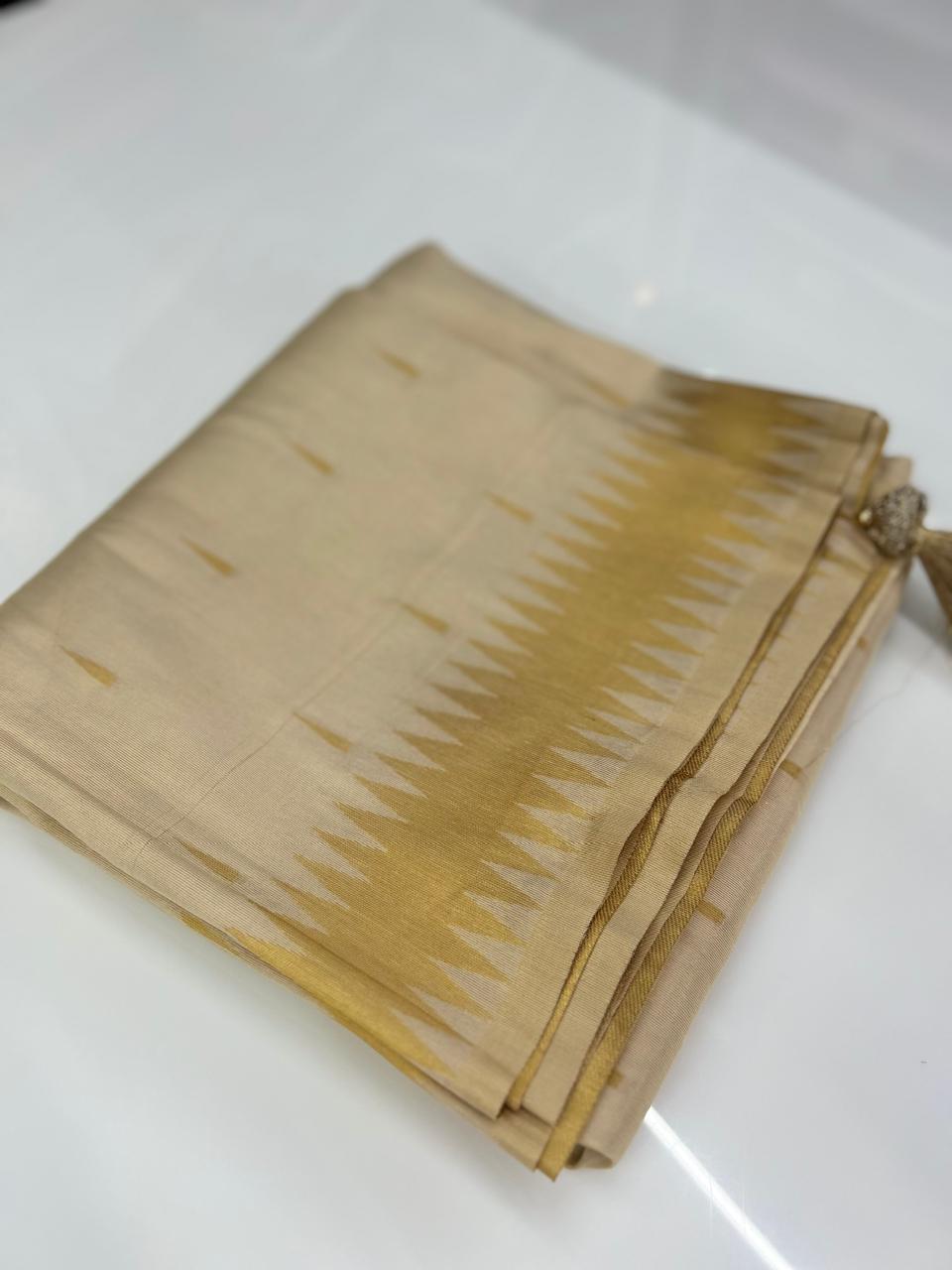 Tissue  Saree- Golden shade Search code 8601