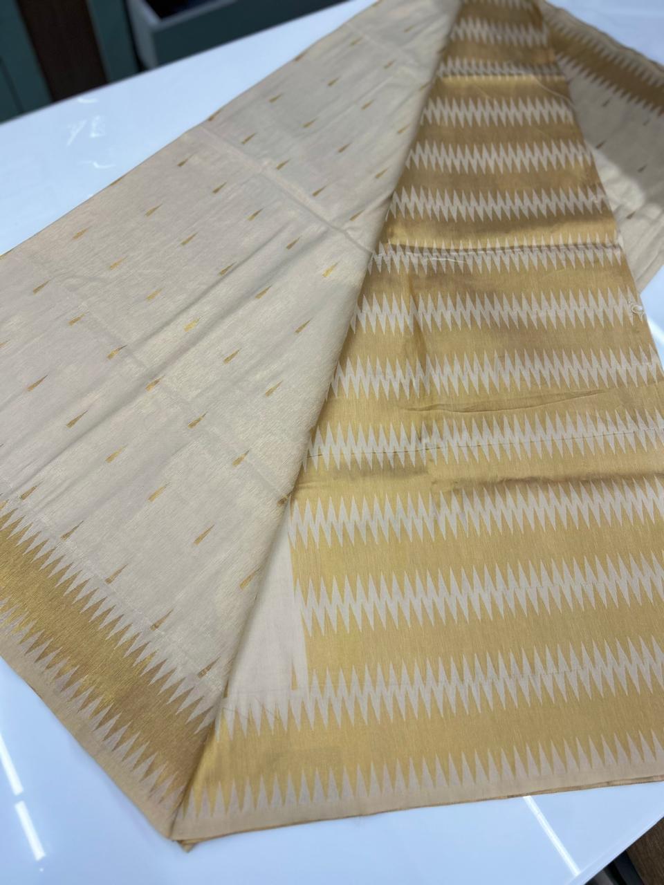 Tissue  Saree- Golden shade Search code 8601