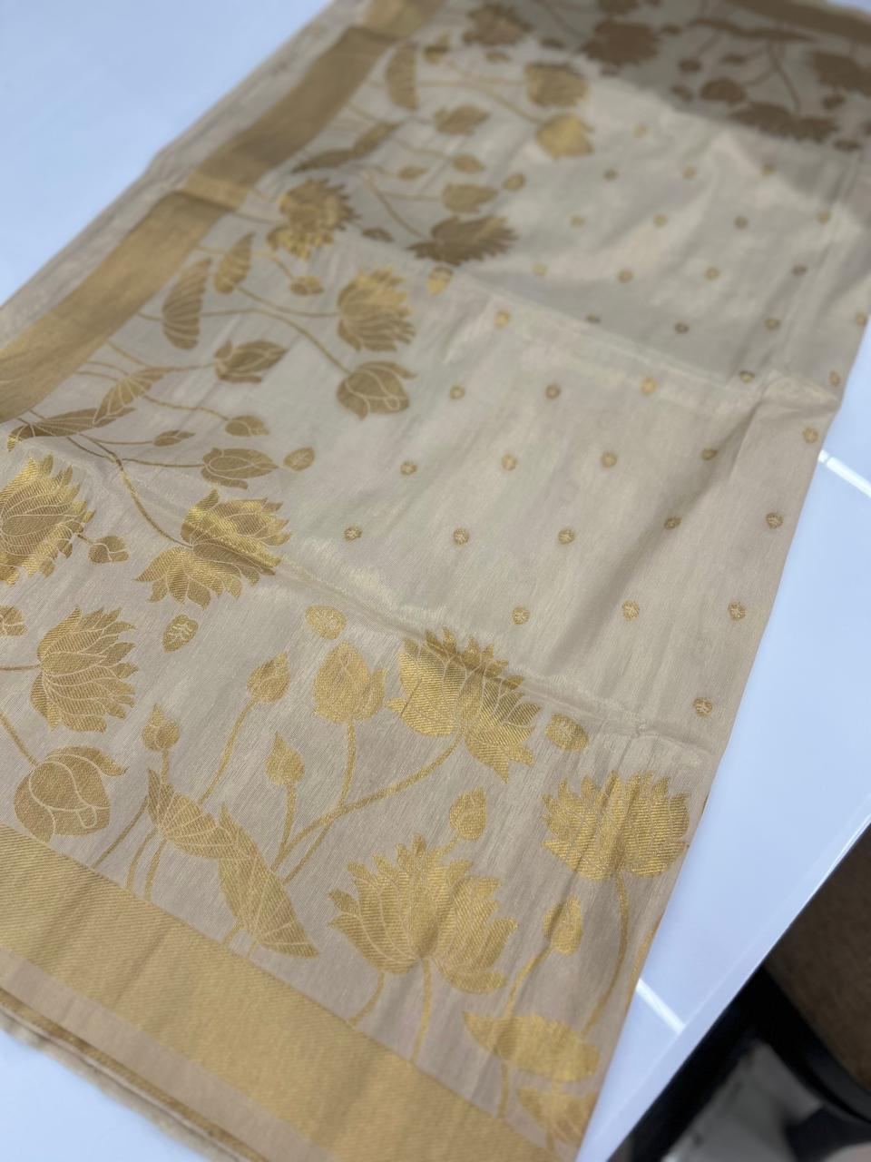 Tissue  Saree- Golden shade Search code 8602