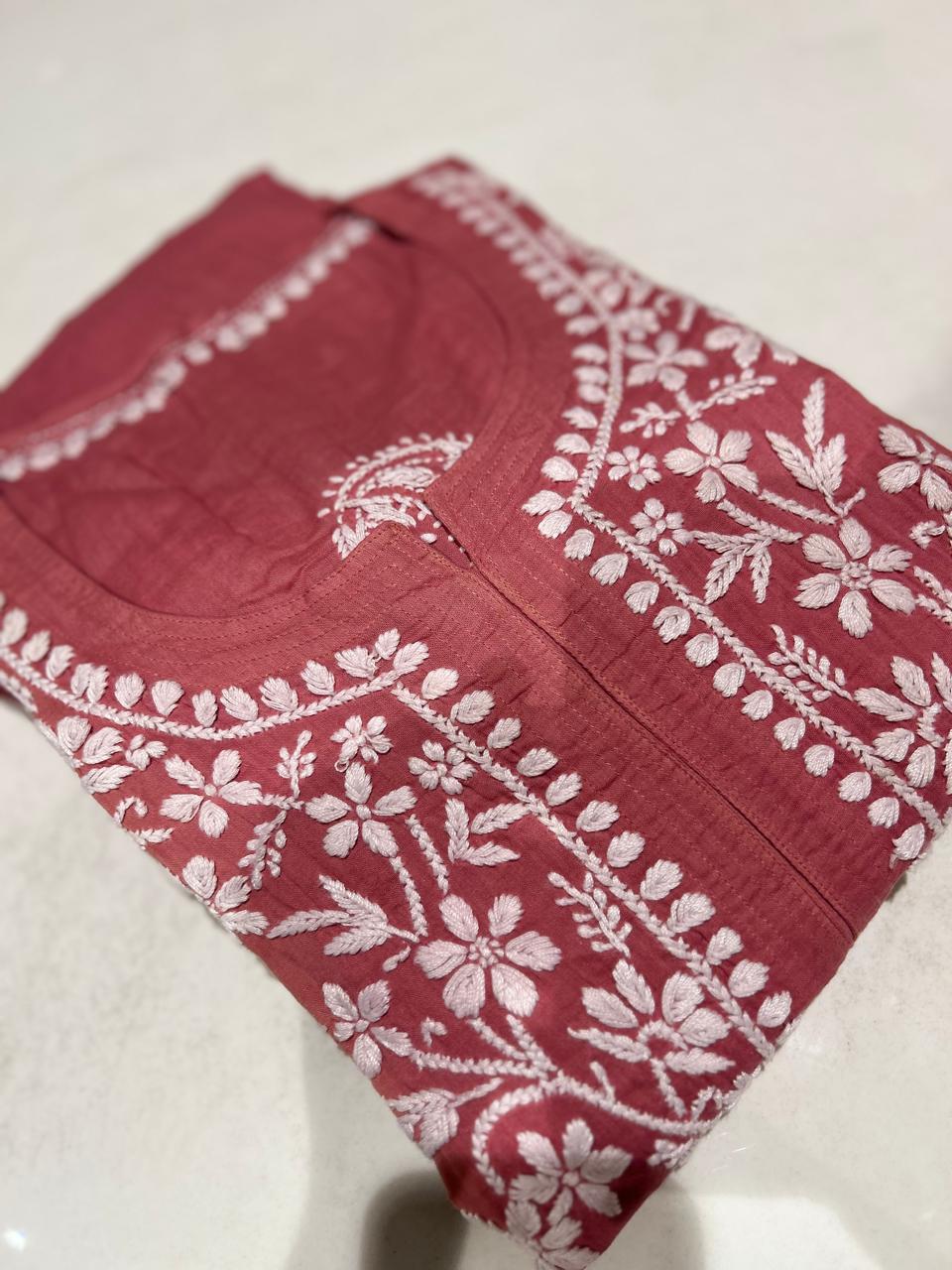 chikankari Salwar suit set - Dark onion shade Search code 6720