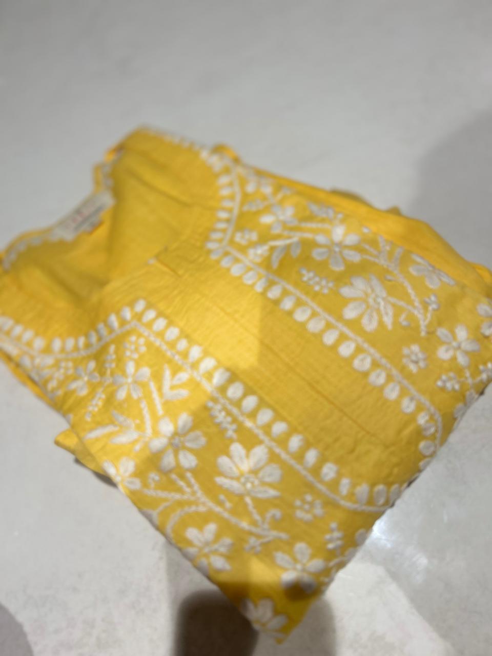 chikankari Salwar suit set - Yellow shade Search code 6722