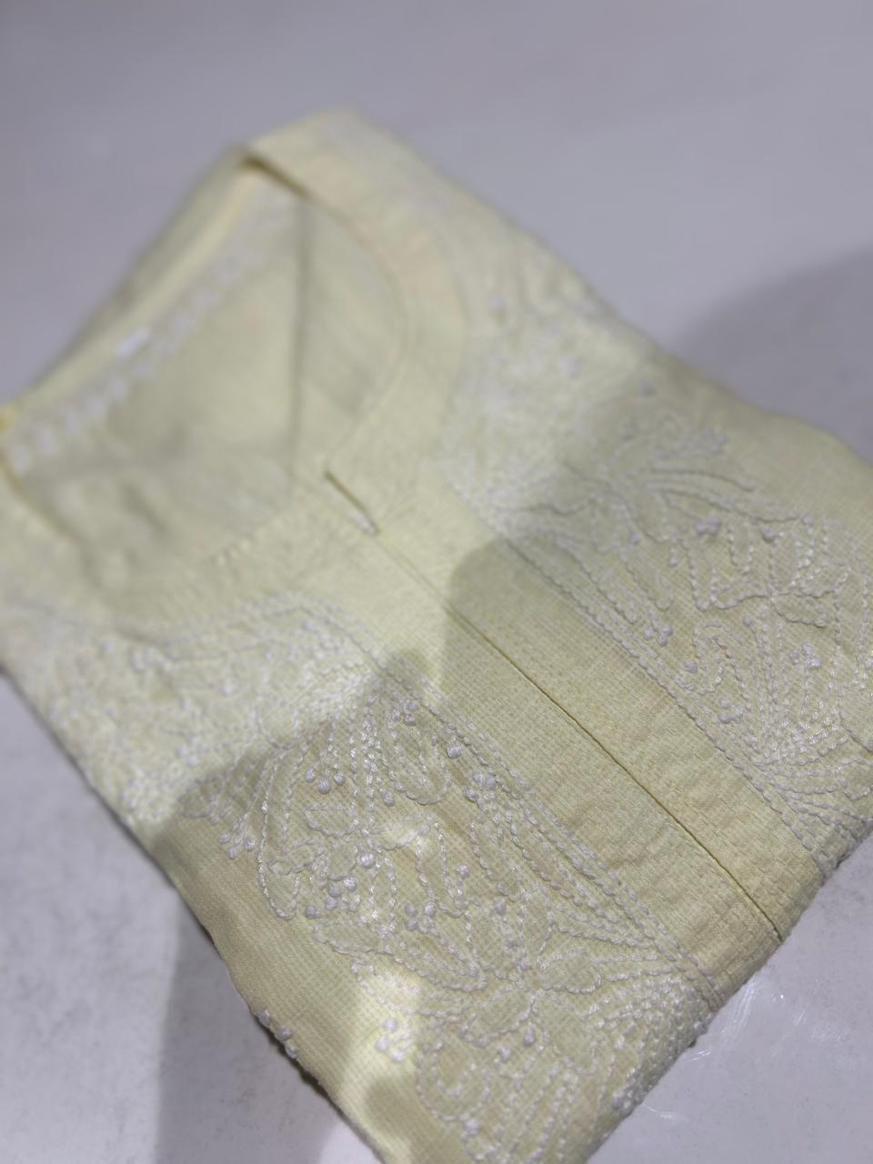 chikankari Salwar suit set - Light yellow shade Search code 6728