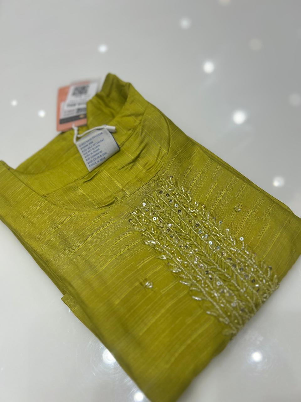 Kurta  Top-  Lemon green Color  Search code 8375