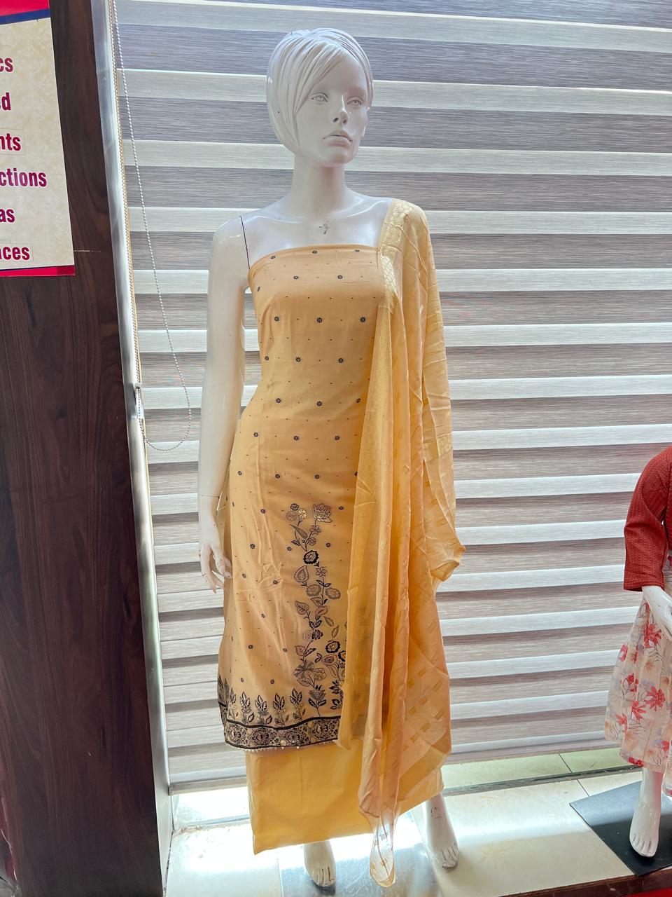 UNSTITCHED SALWAR  SUIT SET - Peach  shade Search code 8101
