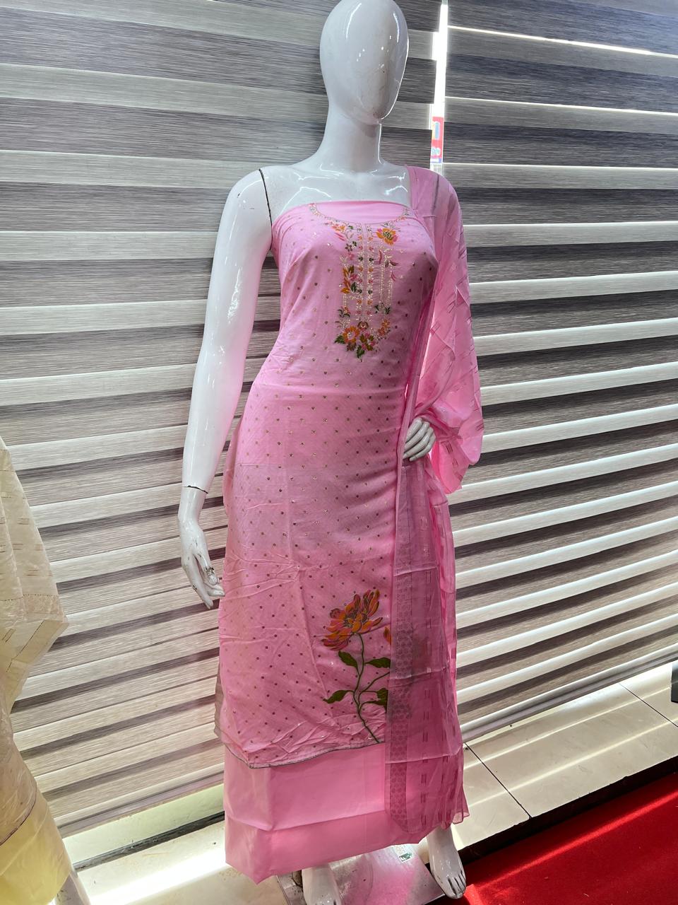 UNSTITCHED SALWAR  SUIT SET -Pink shade Search code 8108
