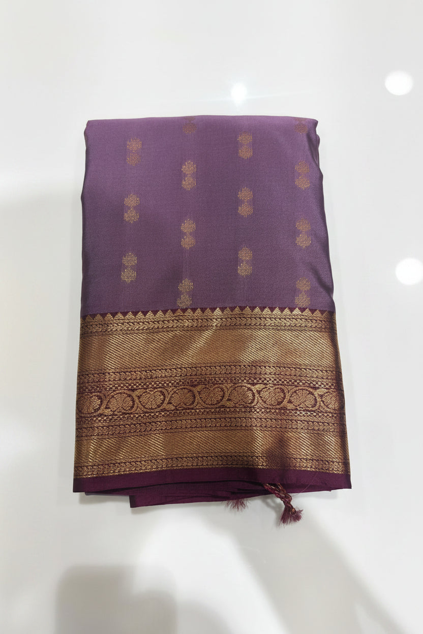 Semi Silk Saree -Wine Purple Search code 4402