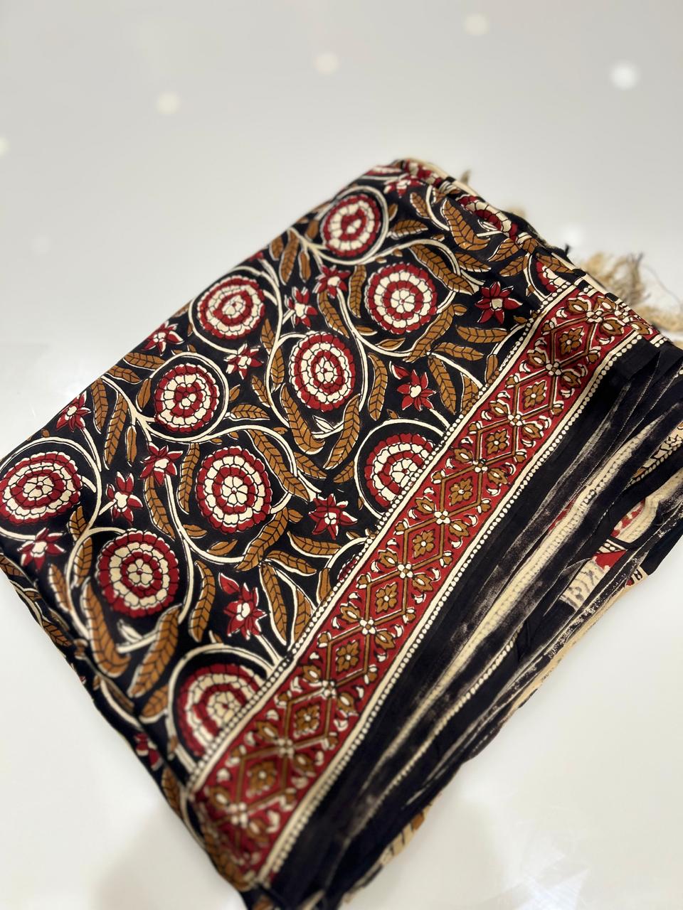 MODAL SAREE- Black Brown shade Search code 1006