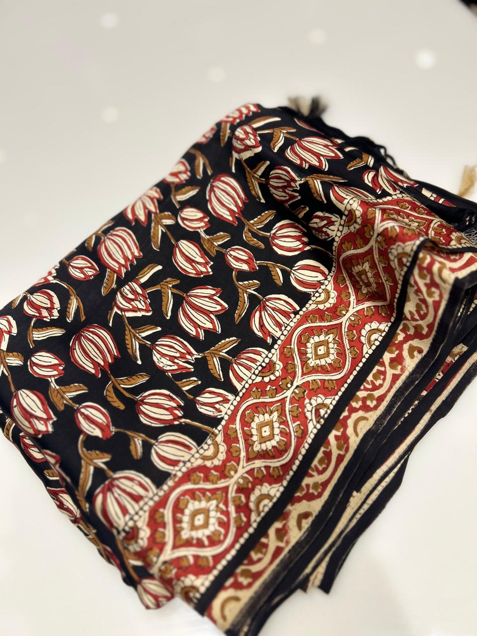 MODAL SAREE- Black Brown shade Search code 1007
