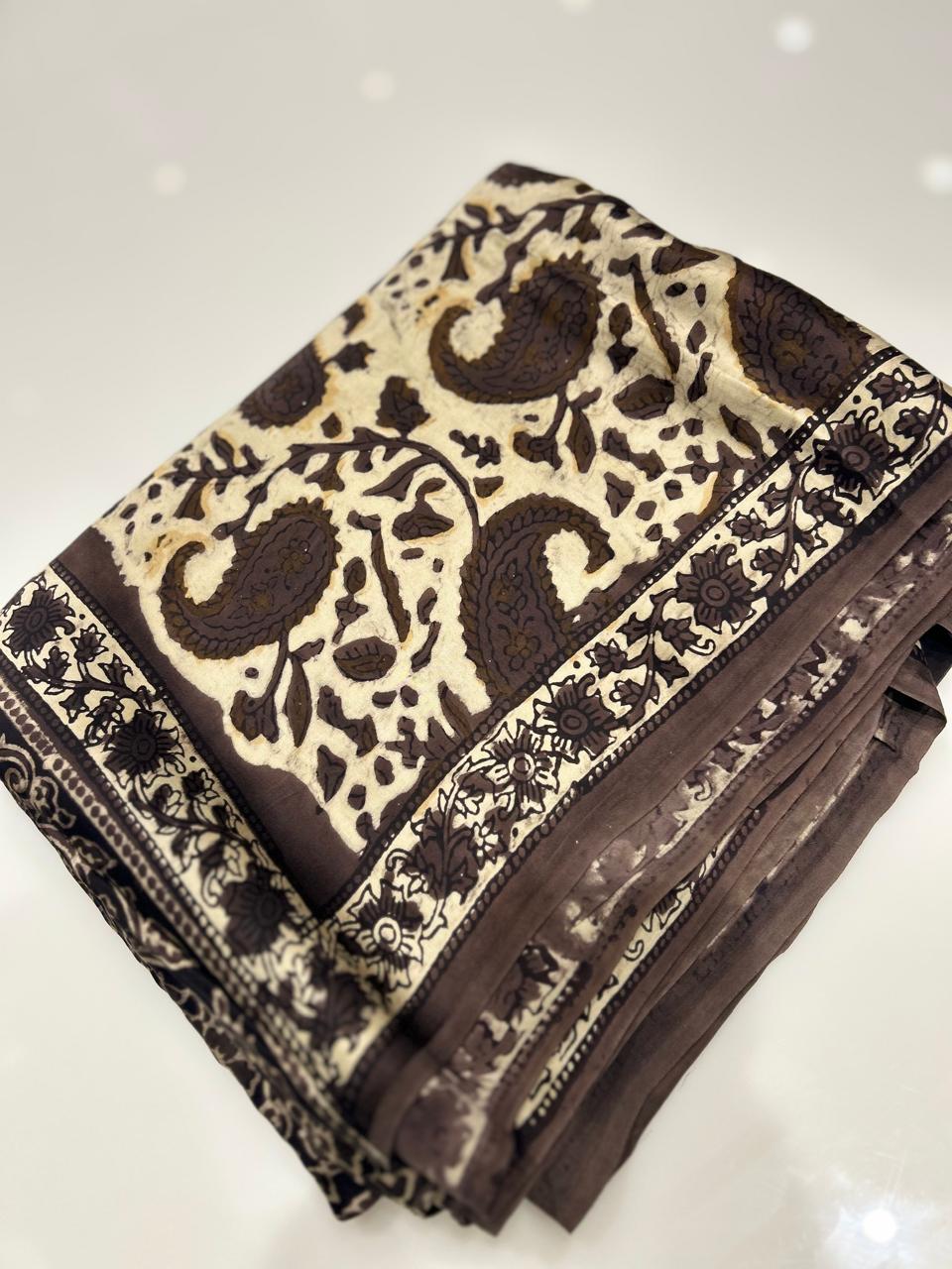 MODAL SAREE- Brown    shade Search code 1002