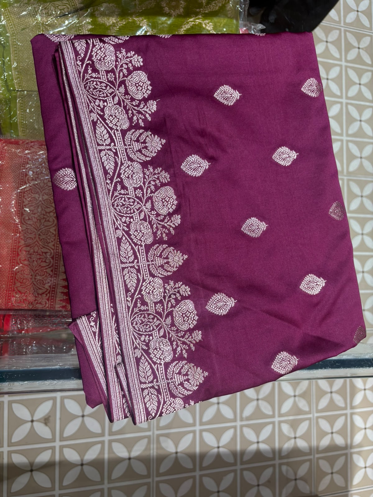 Banarasi katan silk Sarees -  Magenta Pink Search code 7030