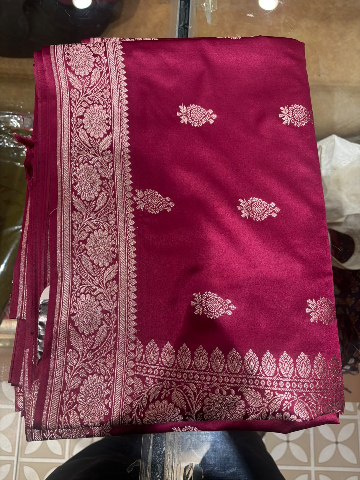 Banarasi katan silk Sarees - Rich Wine Magenta shade  Search code 7031