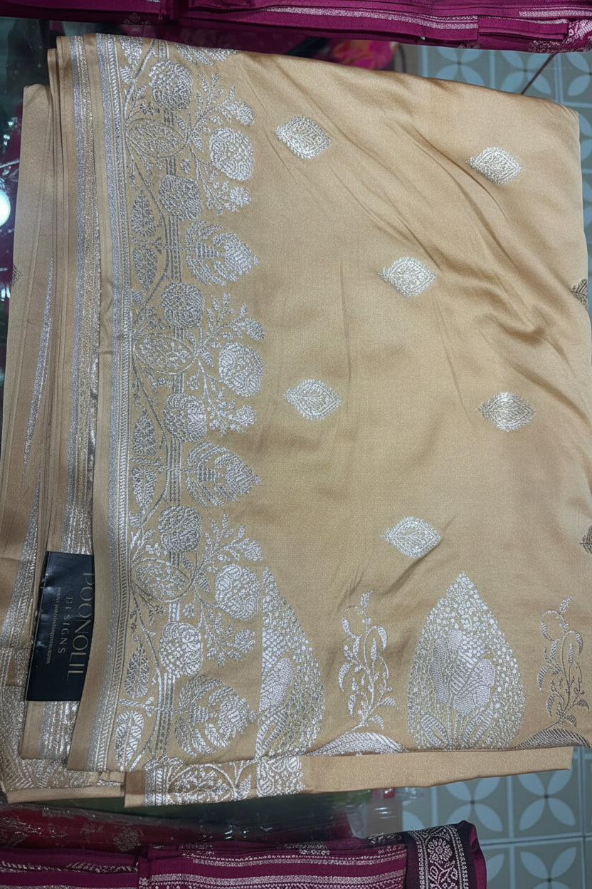 Banarasi katan silk Sarees - Beige Gold shade  Search code 7032