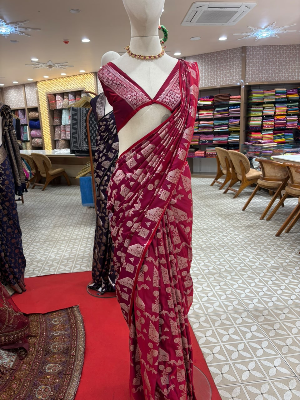 Banarasi katan silk Sarees -  Rani Pink Search code 7025
