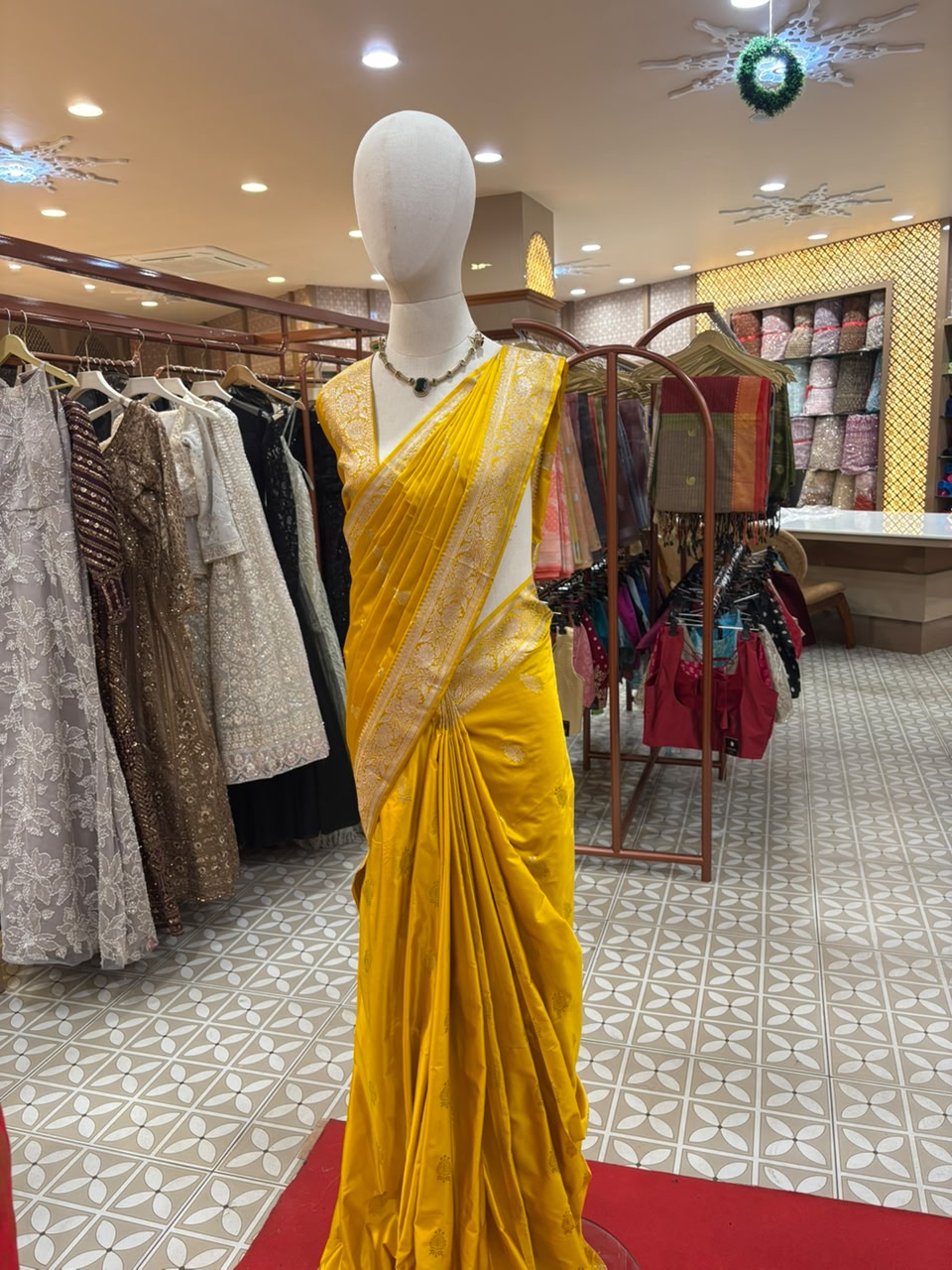 Banarasi katan silk Sarees -  Mustard Yellow  Search code 7026