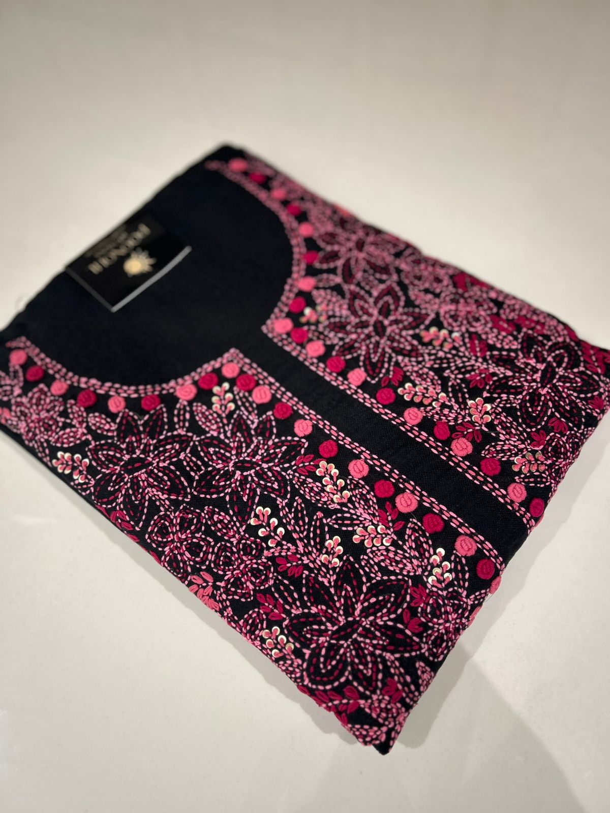 UNSTITCHED SALWAR  SUIT SET -Black  to pink shade Search code 1008
