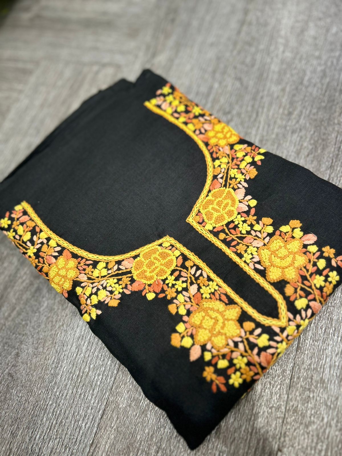 UNSTITCHED SALWAR  SUIT SET -Black  to Yellow shade Search code 1011