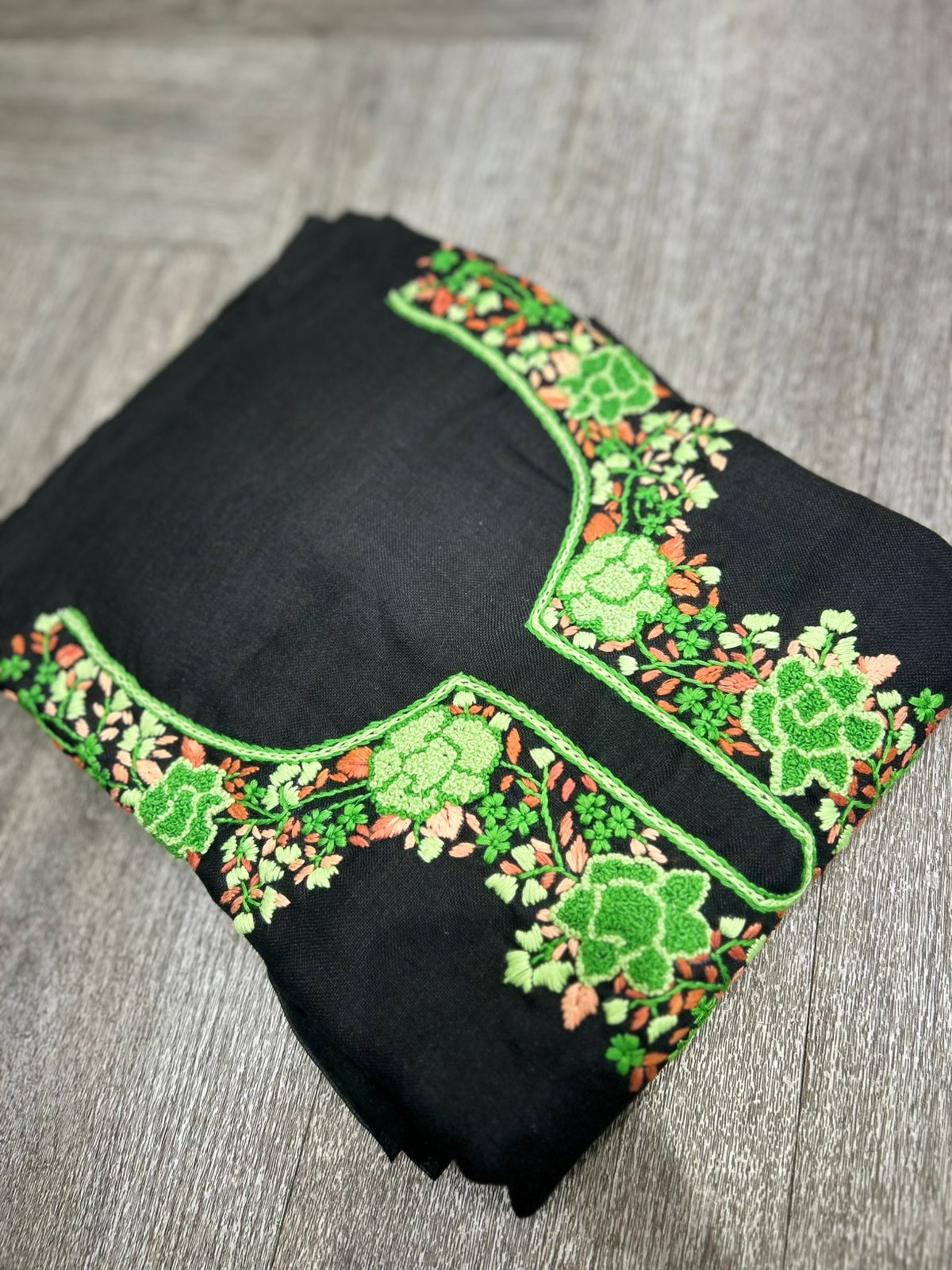 UNSTITCHED SALWAR  SUIT SET -Black  to Green shade Search code 1012
