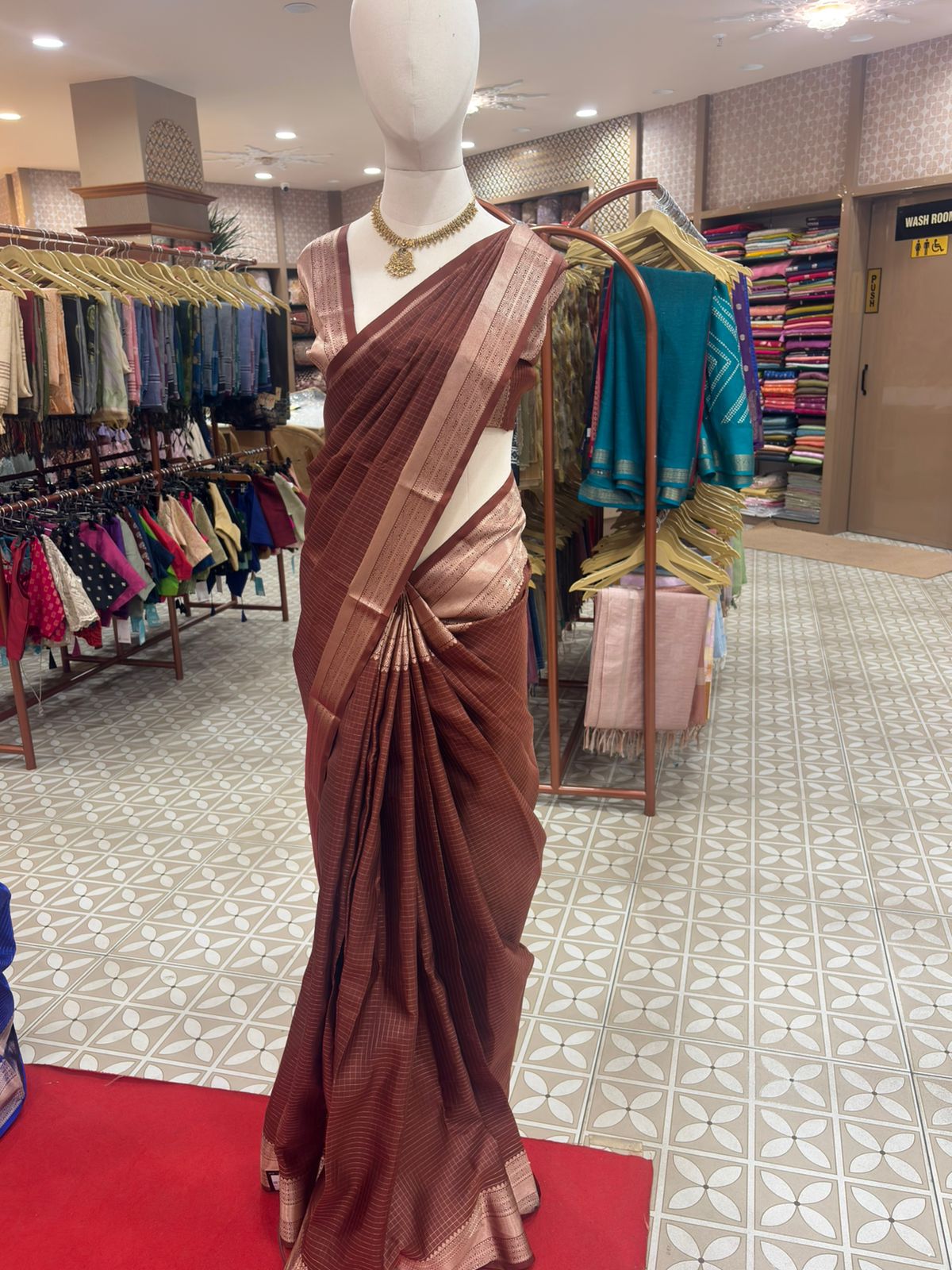 KANCHIPURAM SAREE-  chocolate brown.Search code 4512
