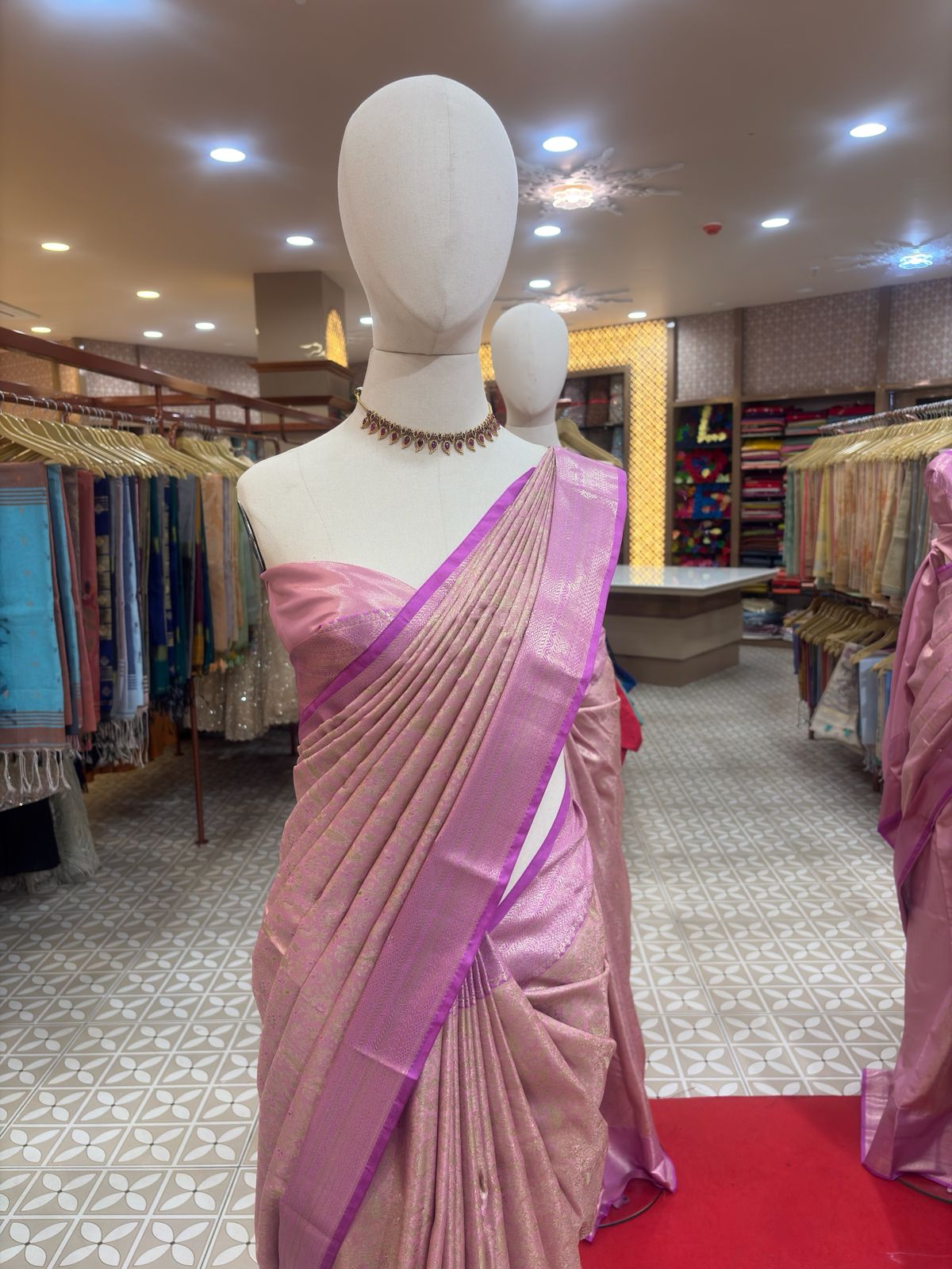 Tissue  Saree- Pastel pink  Search code 8611