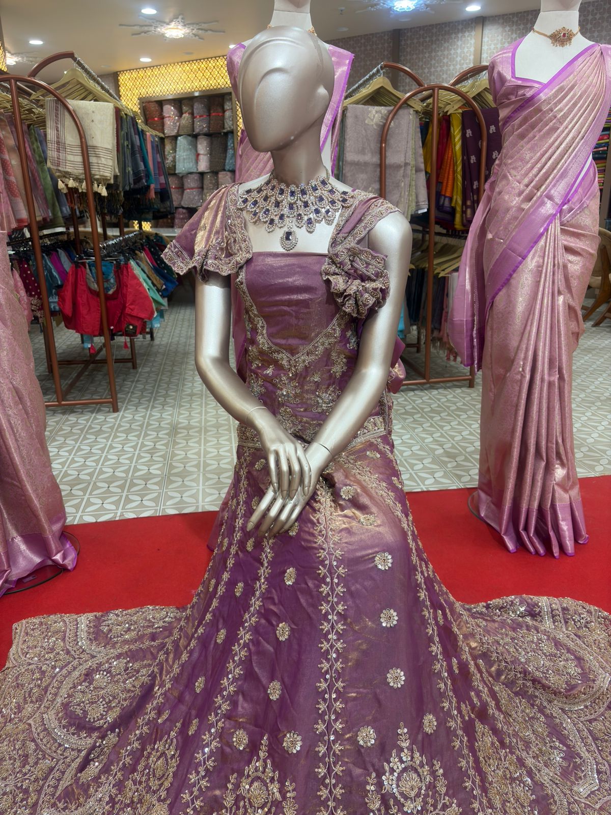 Velvet Organza Saree -  shade Search code 7002