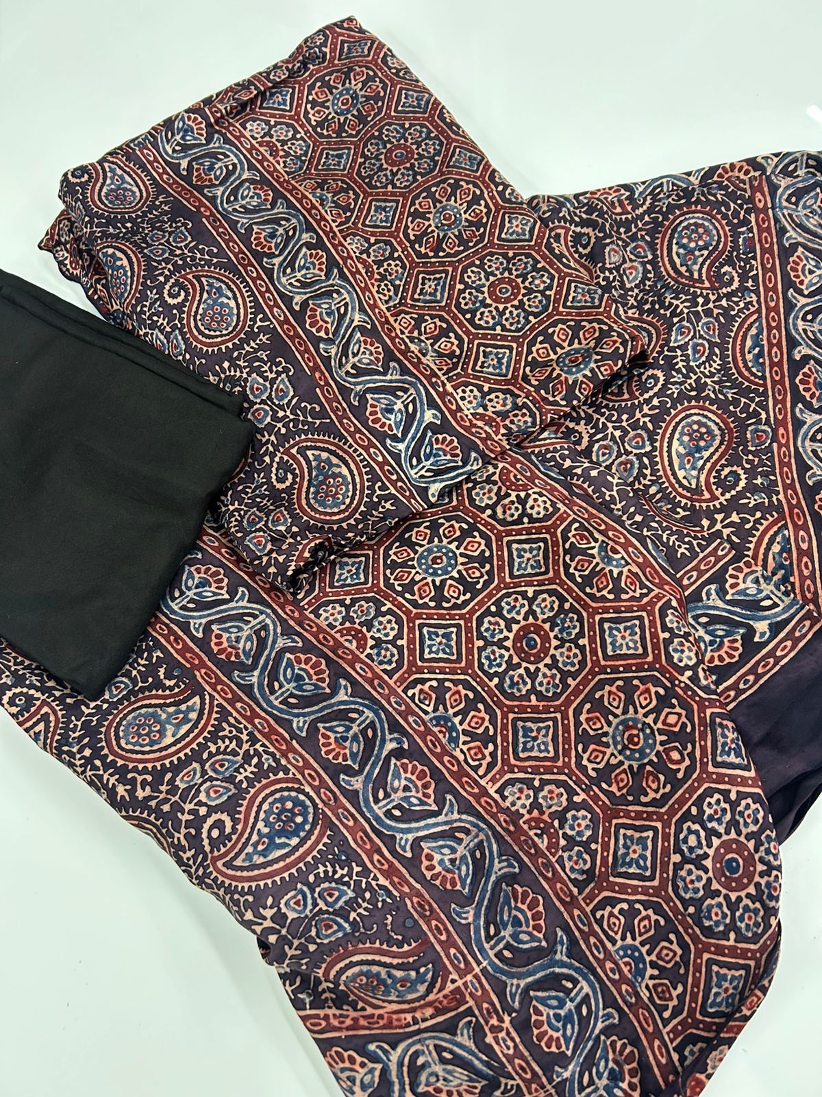 Modal Unstitched Salwar suit set  - Black shade Search code 1706