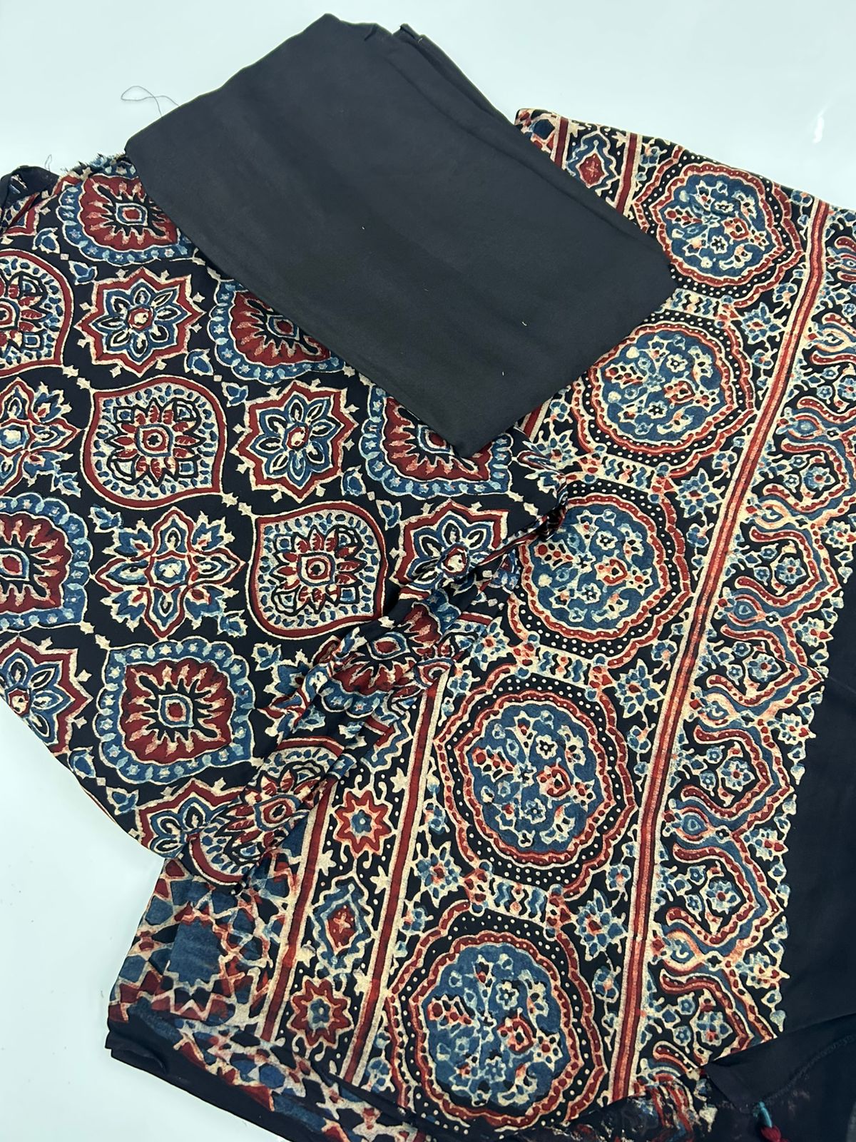 Modal Unstitched Salwar suit set  - Black shade Search code 1705