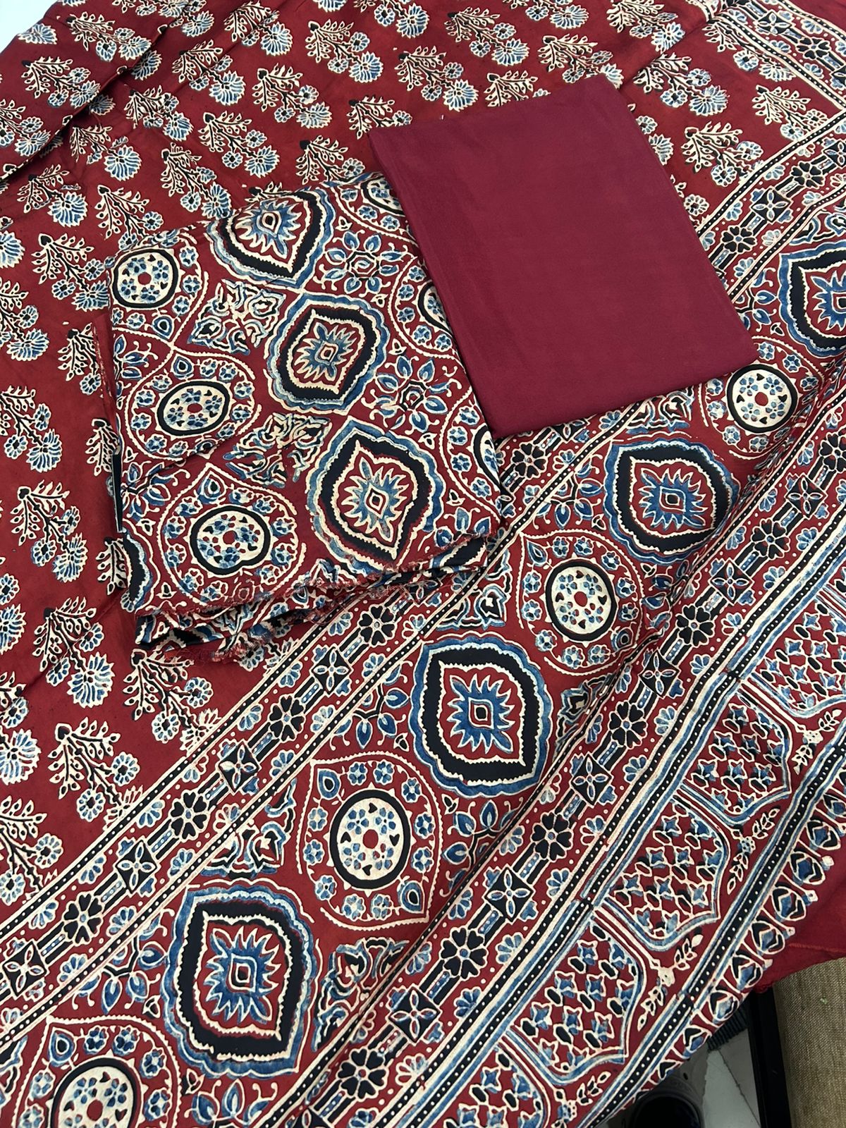 Modal Unstitched Salwar suit set  - Dark maroon shade Search code 1701
