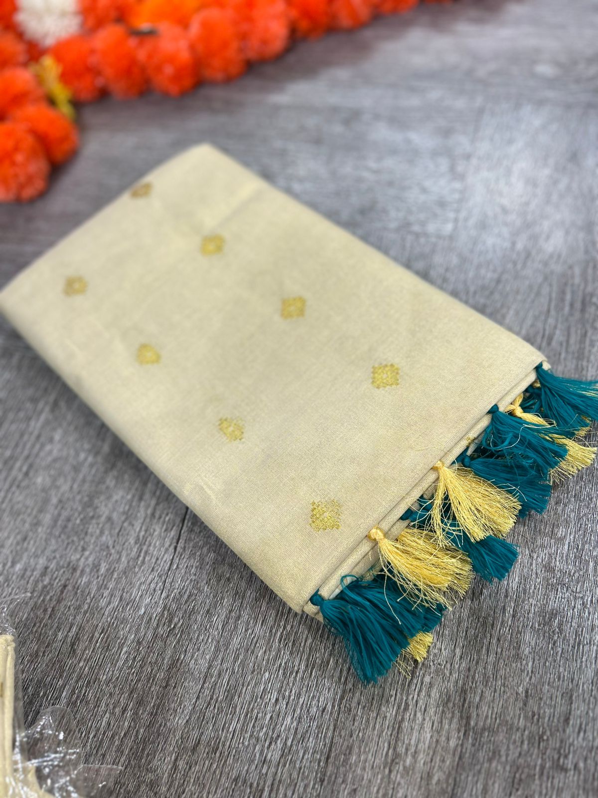 kerala saree - Golden Tissue  shade Search code 2144