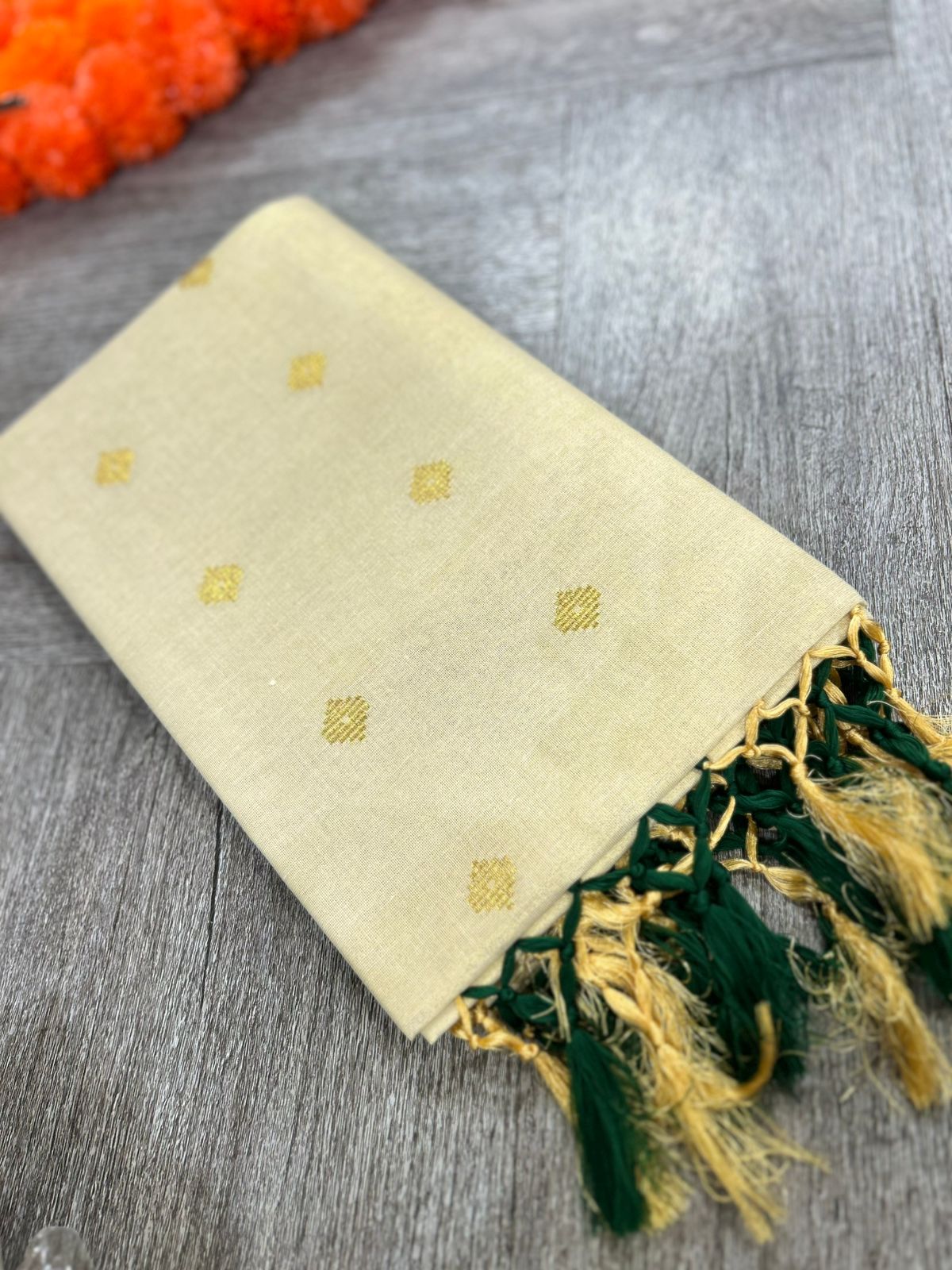 kerala saree - Golden Tissue  shade Search code 2145