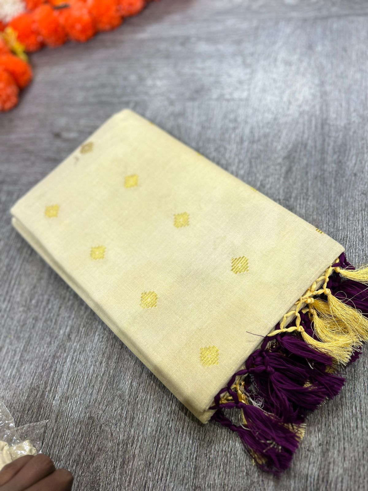 kerala saree - Golden Tissue  shade Search code 2148