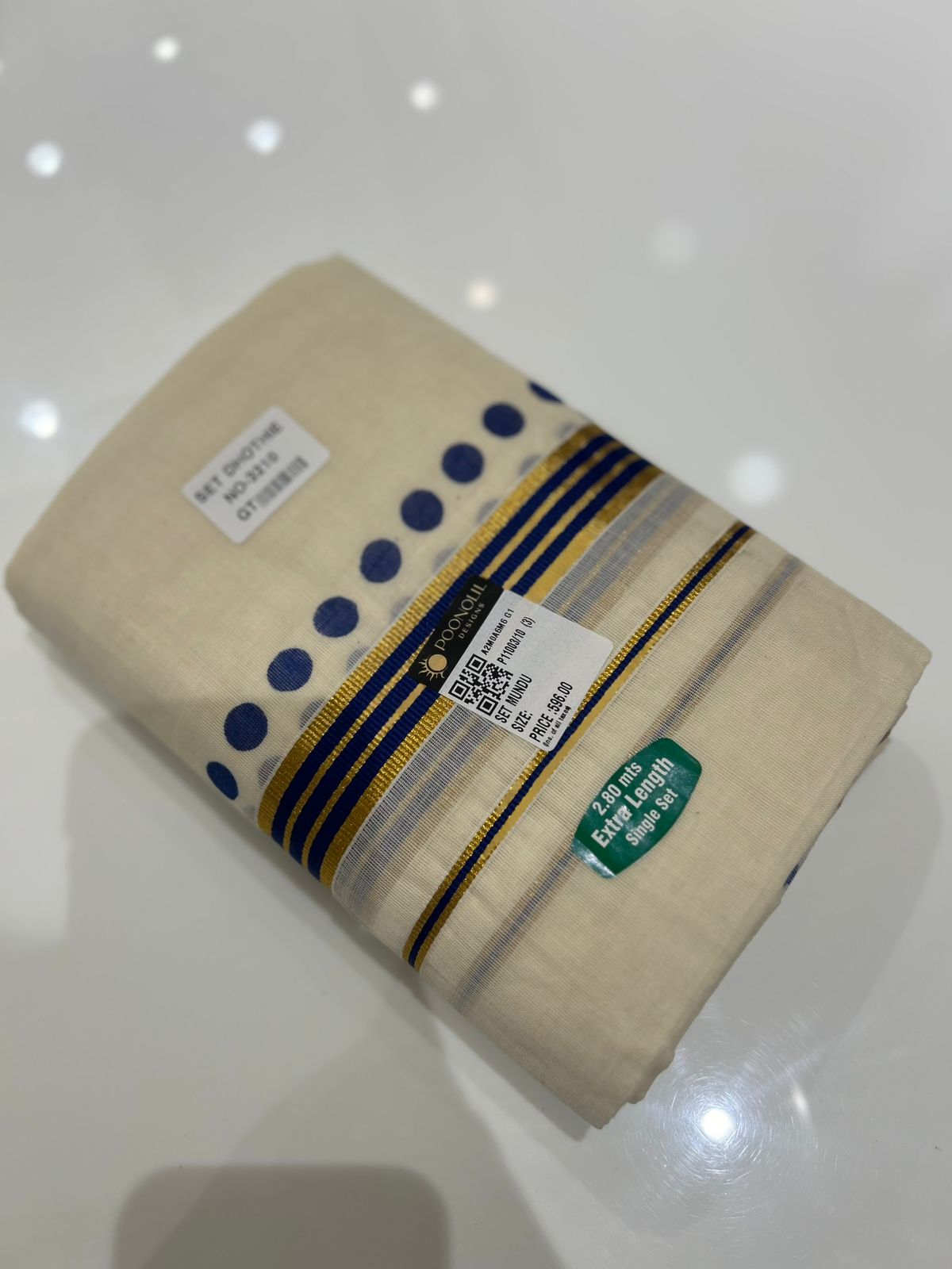 set mundu  - Golden cotton shade Search code 2190