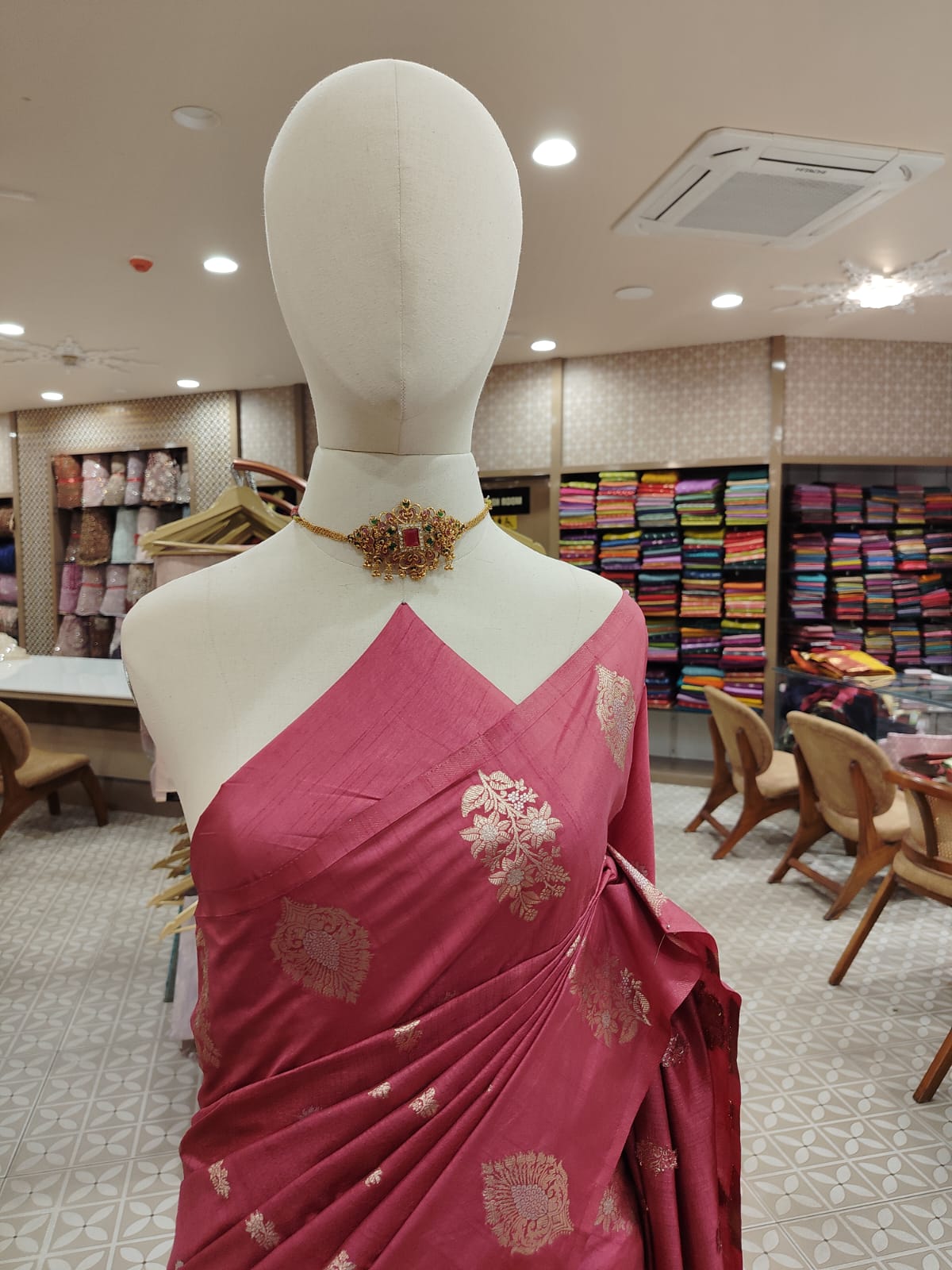 Semi Banarasi lovely onion pink or dusty rose  shade  Search code 3969