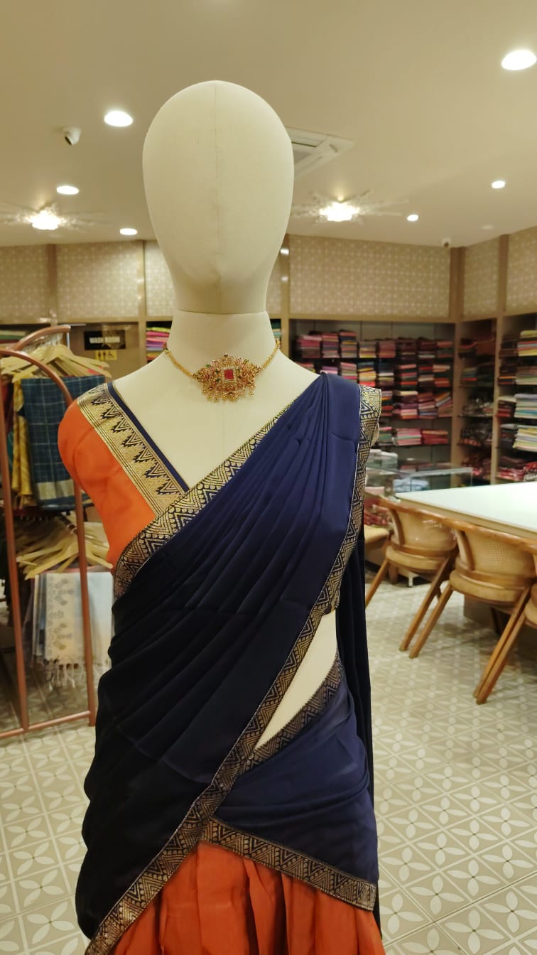 Davani-  Deep Navy Blue Meets Vivid Tangerine Search code 3138