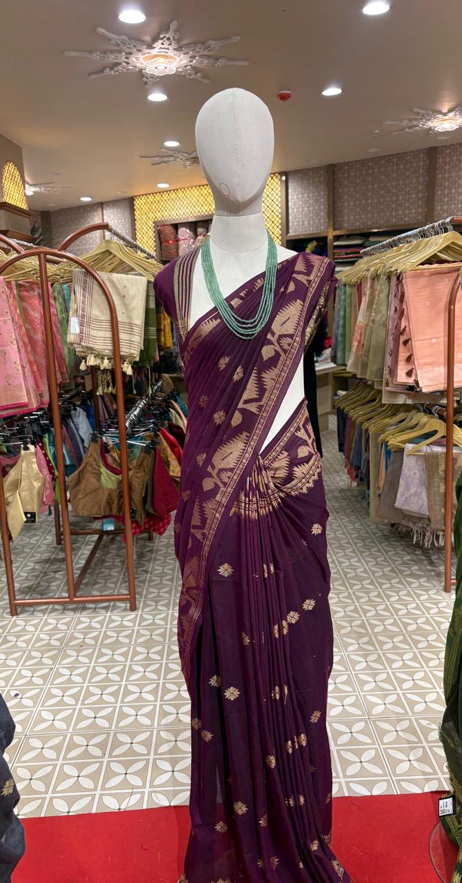 Deep Purple Jamdani saree  -Search code 4032