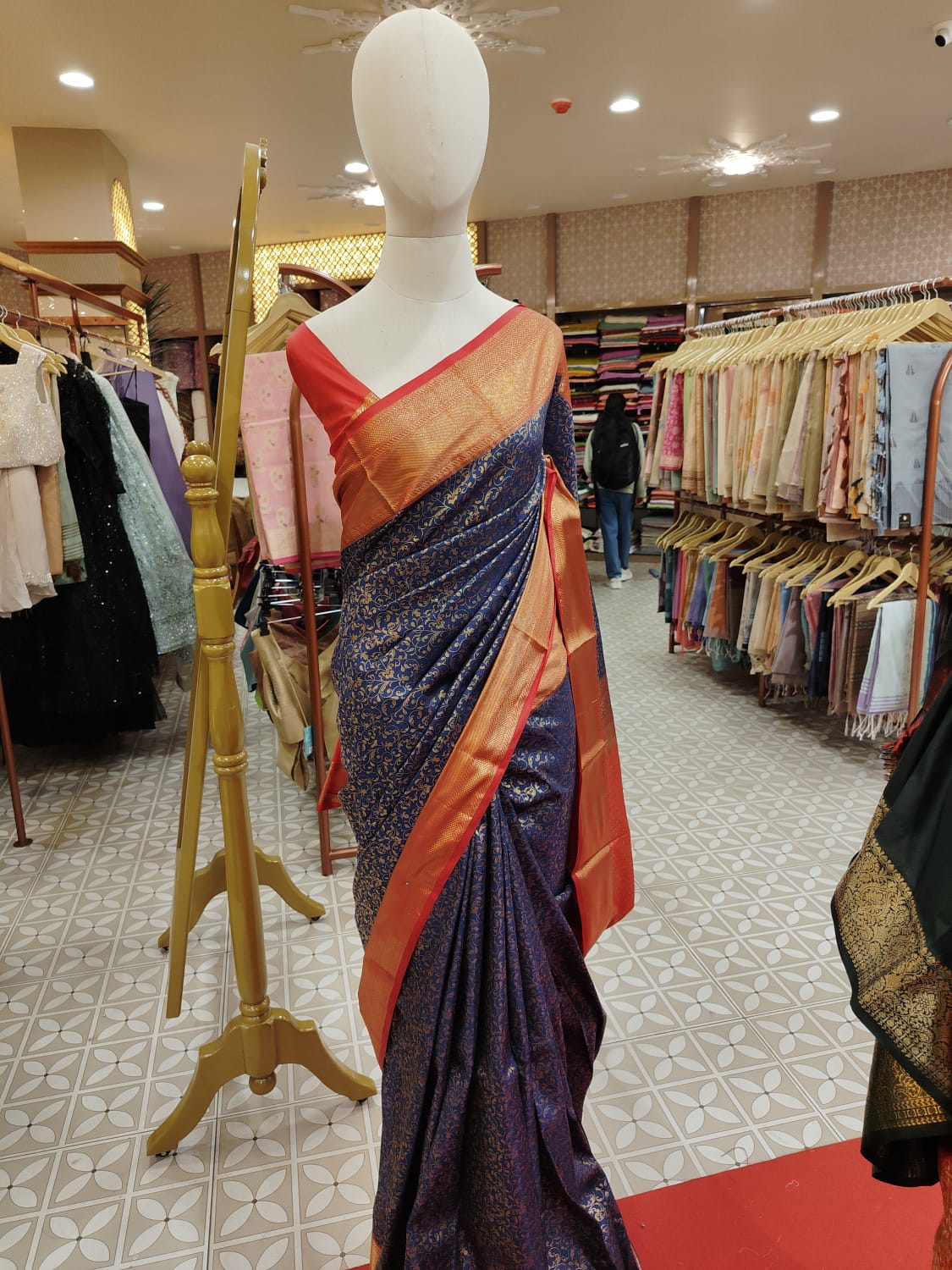 Semi Silk Saree Deep Indigo Blue / Navy Blue  Search code 1566