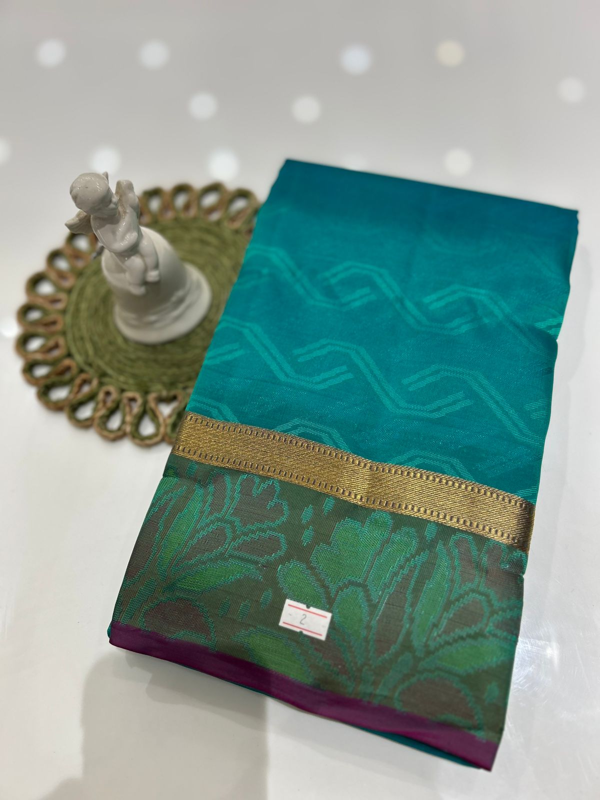 kanchipuram self imposing saree- Blue  Search code 6012