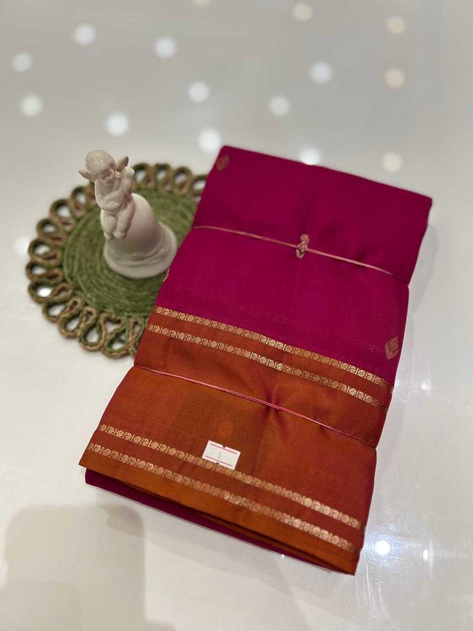 kanchipuram contrast  saree-Ranni to orange   Search code 6029