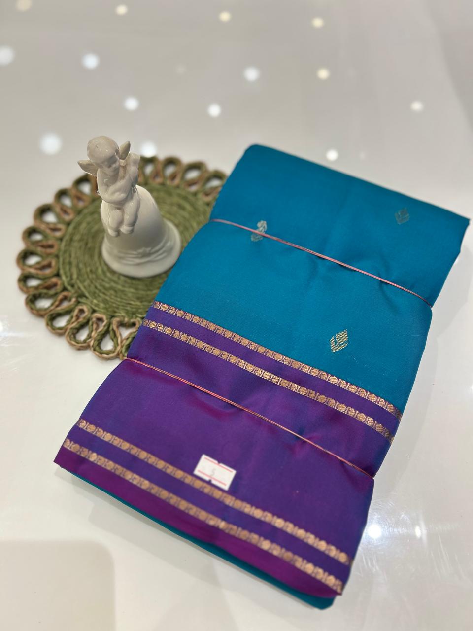 kanchipuram contrast  saree-Blue to purple Search code 6035