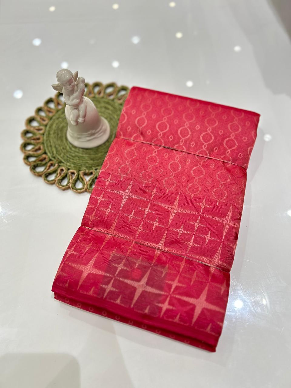 kanchipuram self imposing saree-Pink  Search code 6038