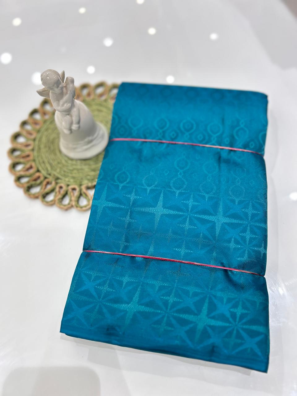 kanchipuram self imposing saree-  Blue color  Search code 6040