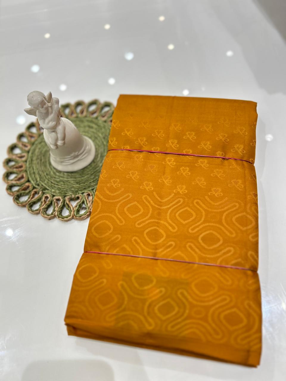 kanchipuram self imposing saree-  Yellow color  Search code 6044