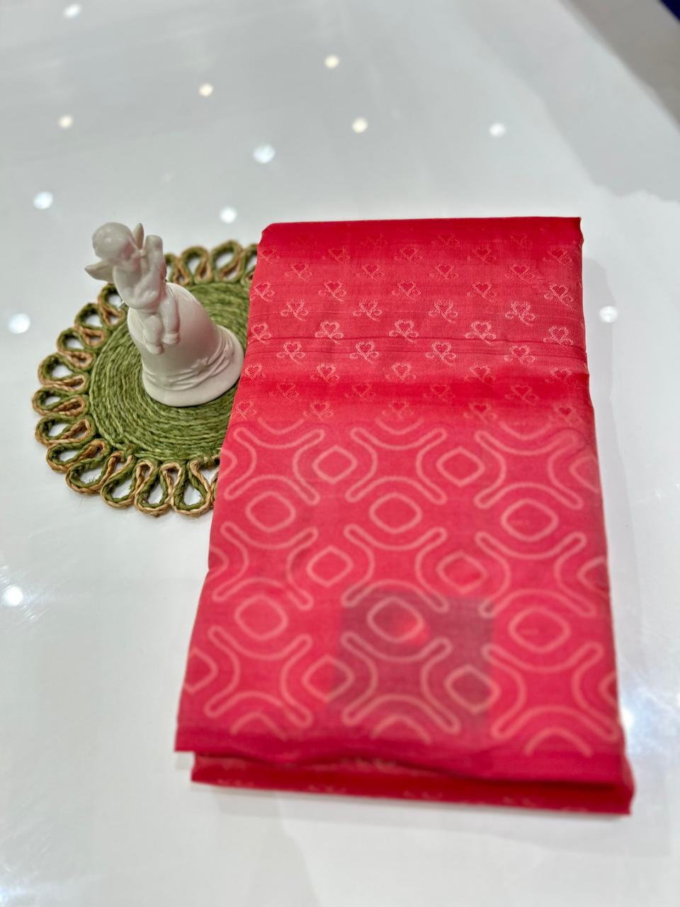 kanchipuram self imposing saree-  Dark pink color  Search code 6042