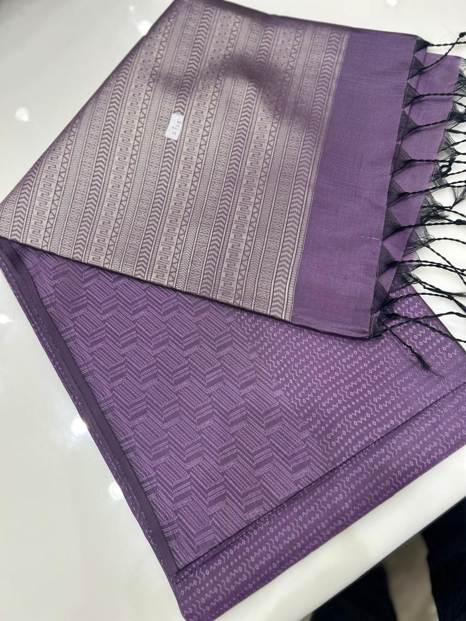 Semi Silk Saree -Lavender Search code 9507