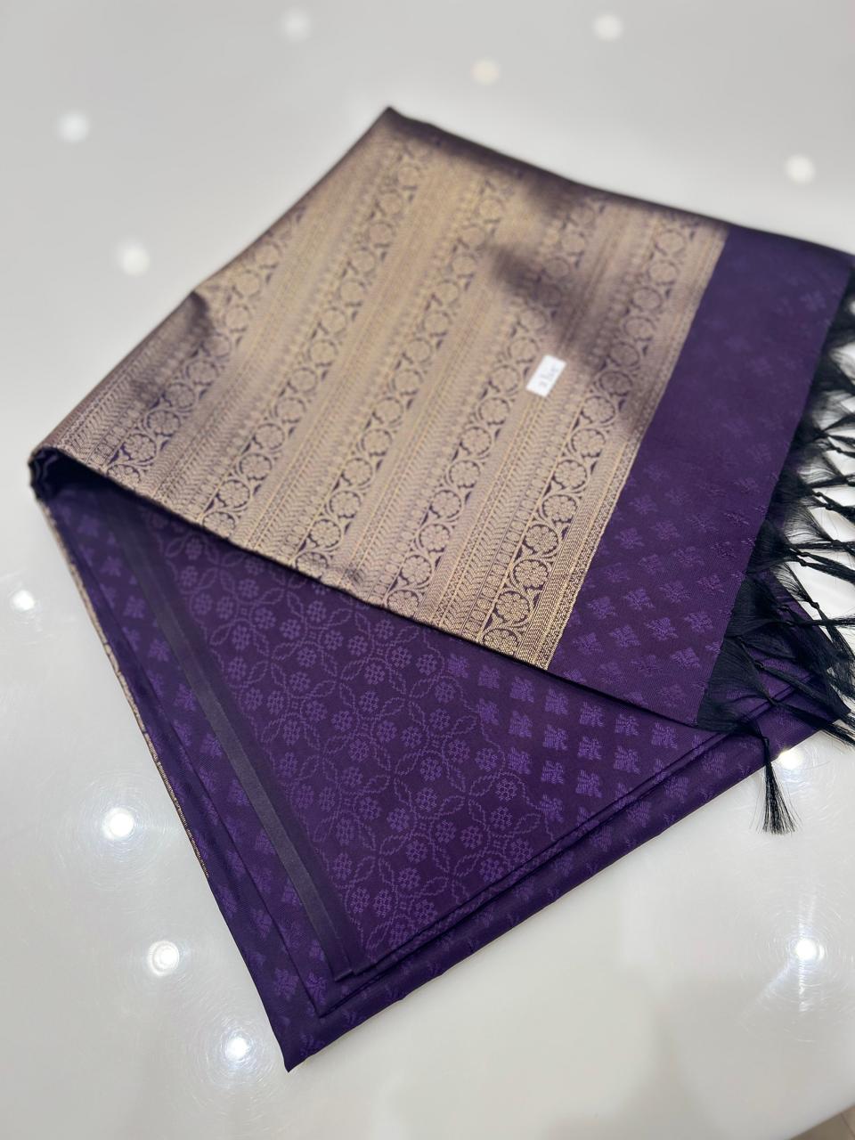 Semi Silk Saree -Purple  color  Search code 9512