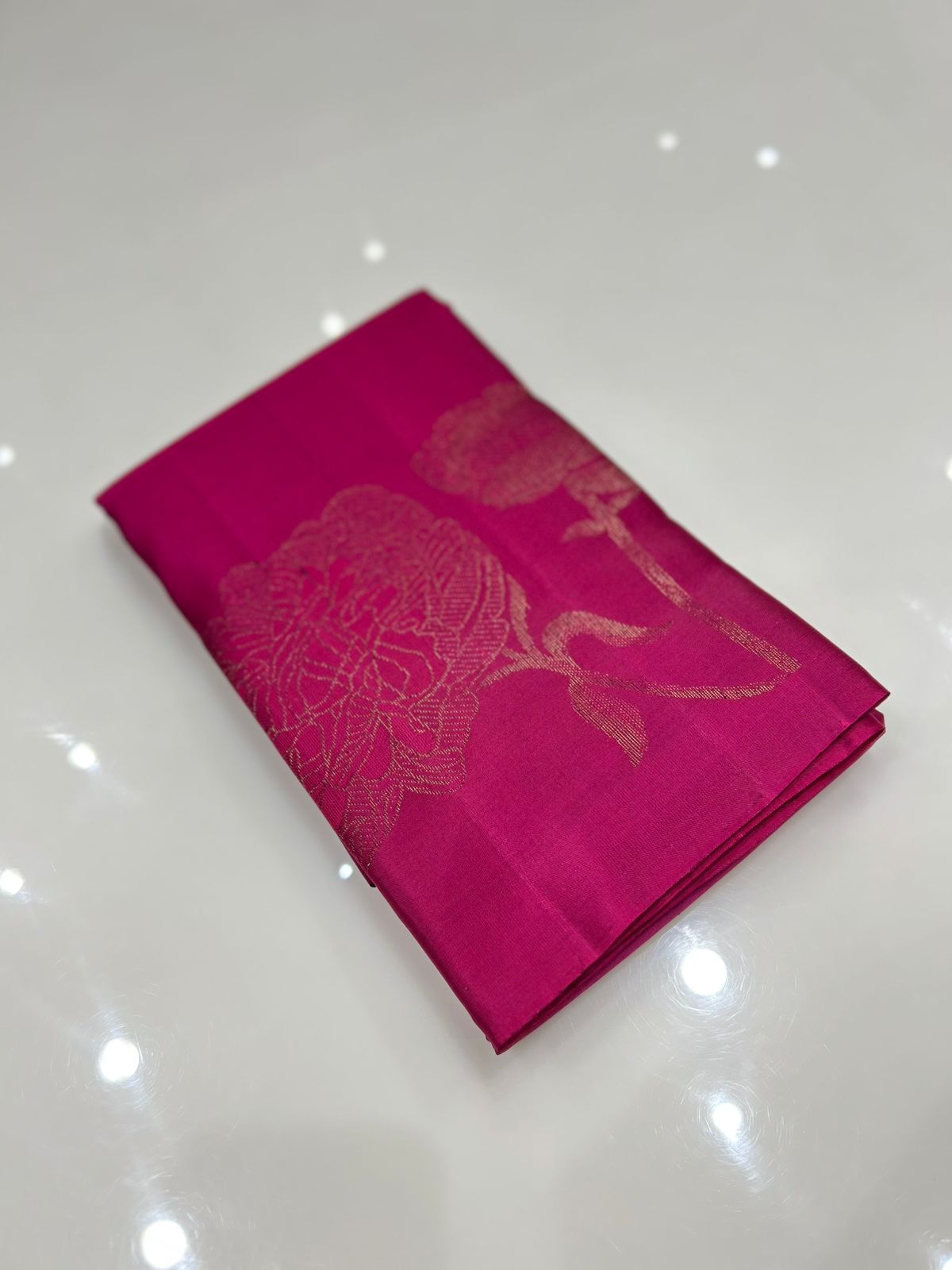 KANCHIPURAM SAREE-Dark deep pink  Search code  6669